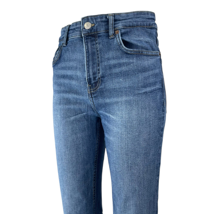 Zara Blue Medium Wash Slim Fit High Waisted Bootcut Flare Denim Jeans Pants Sz 8