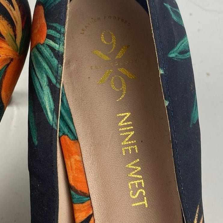 Nine West Soho9x9 Botanical Pointed Toe Slip On Stiletto Pumps Heels Shoes Sz 9