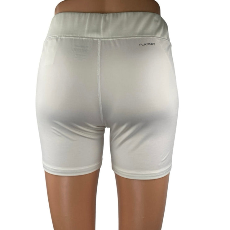 Reebok Playdry Women's White Compression Athletic Workout Fitness Biker Shorts M