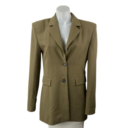Zara Womens Olive Green Long Sleeve Notch Lapel Pocket Blazer Coat Jacket Size S
