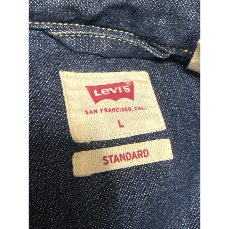 Levi's Men Blue Standard Fit Long Sleeve Button Down Denim Jean Shirt Top Size L