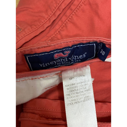 Vineyard Vines Breaker Mens Red Straight Golf Bermuda Chino Khaki Shorts Size 38