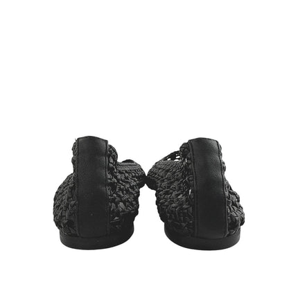 NEW Steve Madden Saxton Black Woven Pointed Toe Slip On Ballet Flats Shoes Sz 6