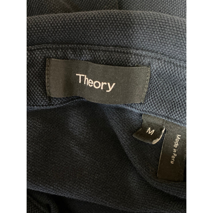 Theory Bron B Air Pique Mens Blue Short Sleeve Collared Golf Polo Shirt Top Sz M