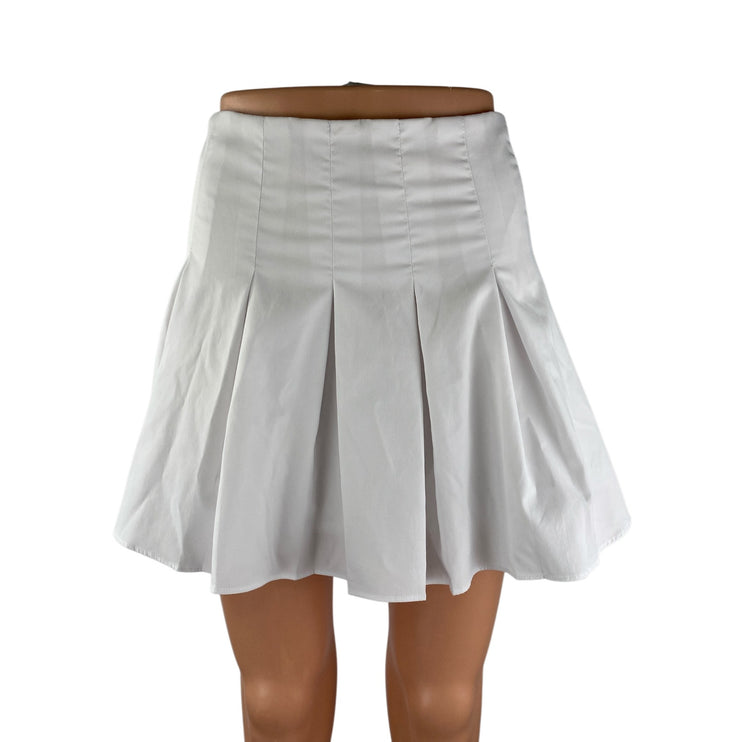 M.N.I Los Angeles White Pleated High Rise Mini Athletic Tennis Flare Skirt Sz S