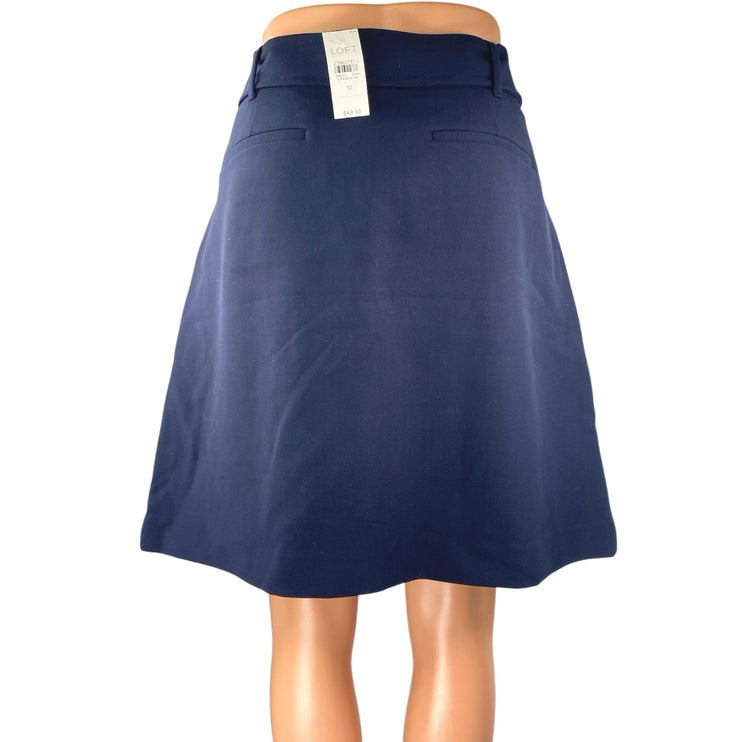 NEW Ann Taylor LOFT Women's Blue Tie Belted High Waist A Line Mini Skirt Size 10