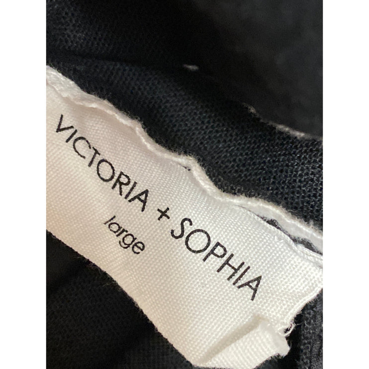 Victoria + Sophia Black Lace Up Corset Bustier Sleeveless Cami Blouse Tank Top L