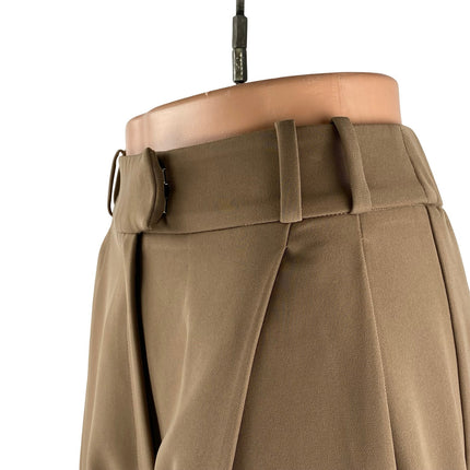 NEW Re ONA Women's Tan Pleated High Rise Straight Curve Trousers Pants Size XS