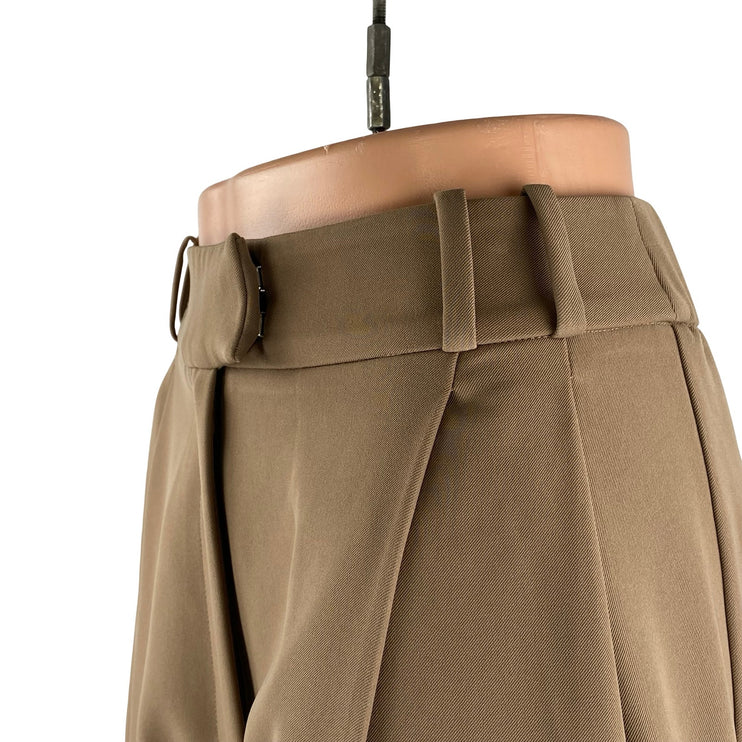 NEW Re ONA Women's Tan Pleated High Rise Straight Curve Trousers Pants Size XS