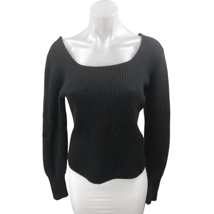 Madewell Women's Black Wool Cashmere Ribbed Knit Long Sleeve Sweater Top Size S