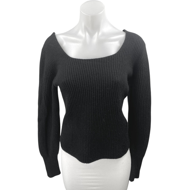 Madewell Women's Black Wool Cashmere Ribbed Knit Long Sleeve Sweater Top Size S