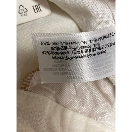 NEW Zara Women's White Floral Embroidered Lace Hem Wide Leg Trousers Pants Sz M