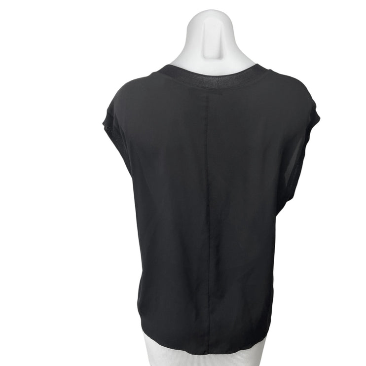 Vince Women's Black 100% Silk Cap Sleeve Pullover Casual Knit Top Size XS