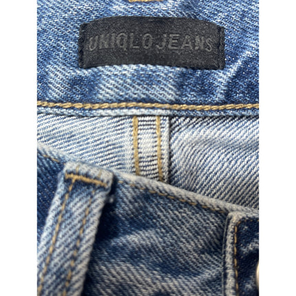 Uniqlo Women's Blue High Waisted Medium Wash Wide Straight Denim Jeans Size 22