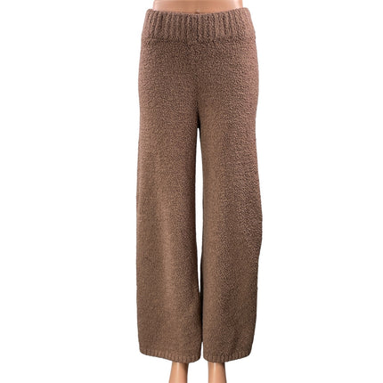 SKIMS Womens Brown Knit Elastic Waist Relaxed Wide Leg Lounge Trouser Pants S/M