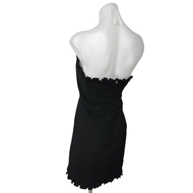 French Connection Whisper Ruth Black Ruffled Strapless Mini A-line Tube Dress 8