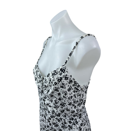 Zara Floral Print Strappy Sleeveless Button Down Midi Cami Flare A-Line Dress M