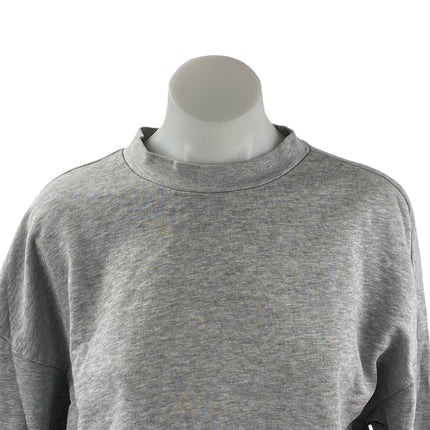WeWoreWhat Women's Gray Long Sleeve Crew Neck Boxy Cropped Sweatshirt Top Sz M