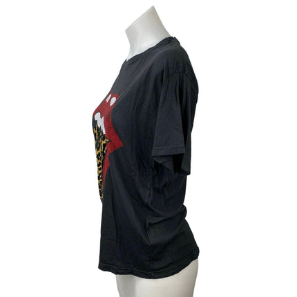 Free People Daydreamer Rolling Stones Black Leopard Tongue Tee T-shirtTop Sz XS