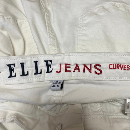 Elle Jeans Curves Women's White High Waisted Bootcut Flared Pants Denim Jeans 40