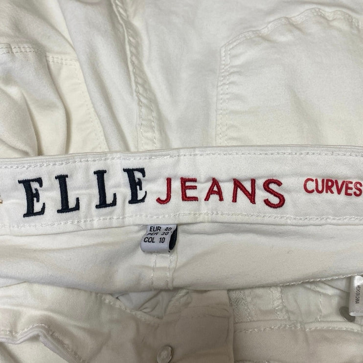 Elle Jeans Curves Women's White High Waisted Bootcut Flared Pants Denim Jeans 40