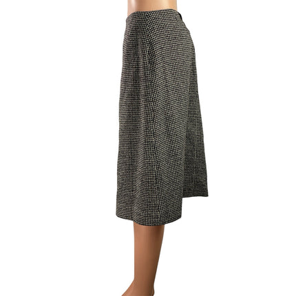 NEW Christian La Croix Black Tweed Silk High Waist Pencil Midi Skirt Size 8