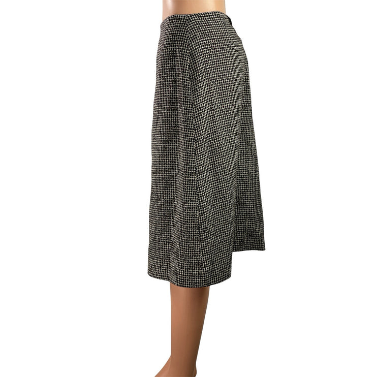 NEW Christian La Croix Black Tweed Silk High Waist Pencil Midi Skirt Size 8