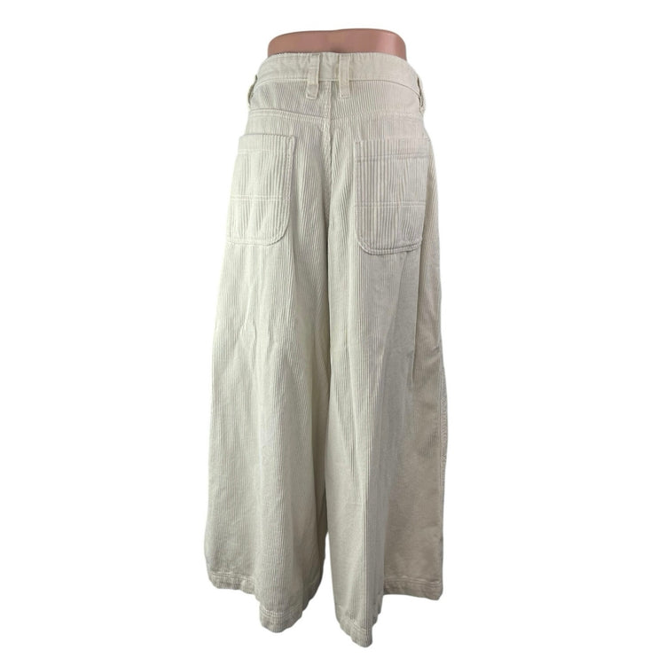 Urban Outfitters BDG White Corduroy Wide Leg Baggy Palazzo Trousers Pants Size 8
