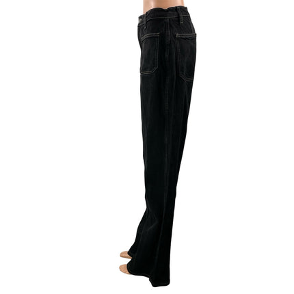 Reformation Jeans Alyssa Black High Rise Pocket Wide Long Denim Jeans Pants 29