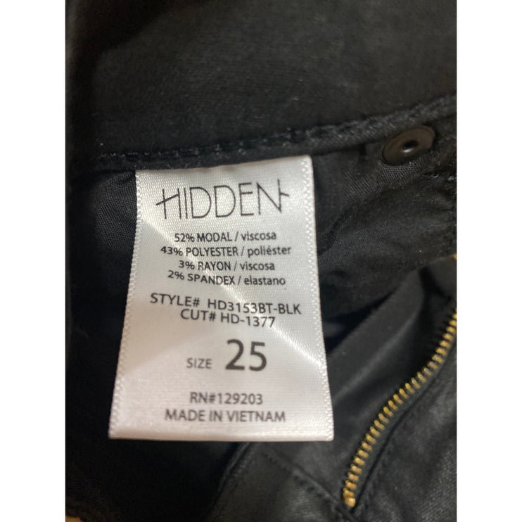 Hidden Women's Black Coated High Rise Skinny Flared Bootcut Trouser Pants Sz 25
