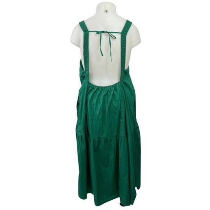 Anthropologie Celandine Green Sleeveless Smocked Summer Midi A-Line Sun Dress XL