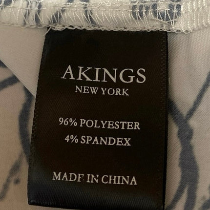 Akings Men's White Silky Satin Floral Print Long Sleeve Button Down Shirt Top L