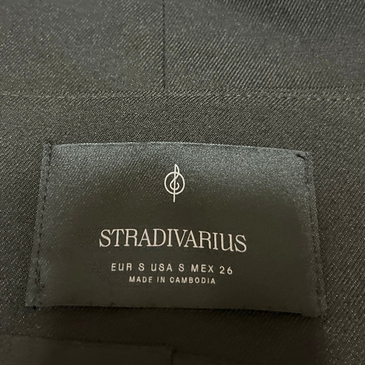 Stradivarius Women's Black Sleeveless V-neck Button Blazer Vest Tank Top Size S