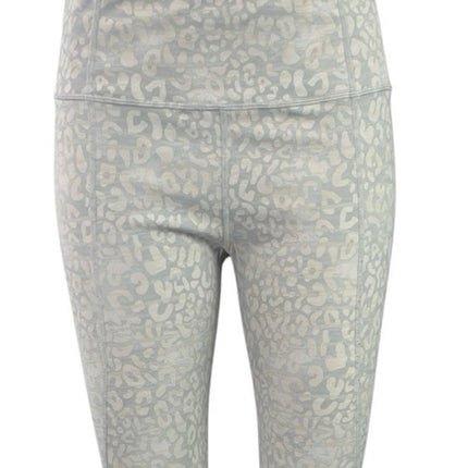 Varley Women's Gray Leopard Animal Print Yoga Athletic Leggings Pants Size M