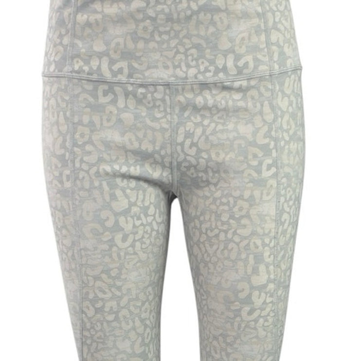Varley Women's Gray Leopard Animal Print Yoga Athletic Leggings Pants Size M