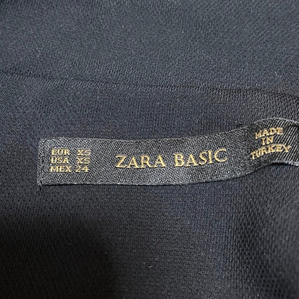 Zara Women's Black Asymmetric Zip Belted Collar Long Sleeve Moto Coat Jacket XS