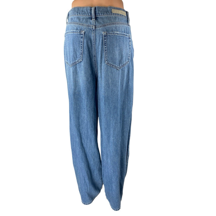 Cello Women's Blue Distressed High Rise Relaxed Fit Straight Denim Jeans Size 5