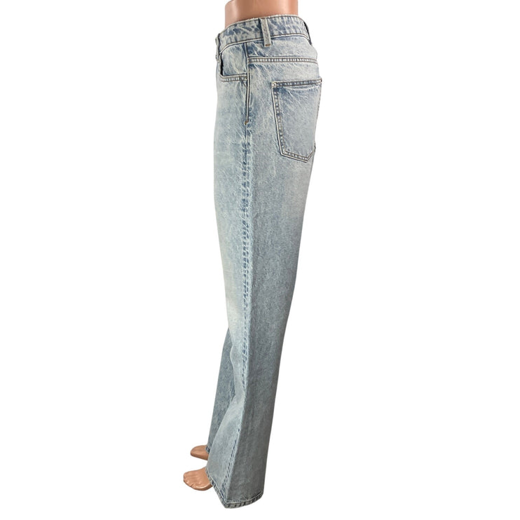 Zara Womens Light Blue High Rise Casual Relaxed Fit Wide Leg Denim Jeans Pants 4