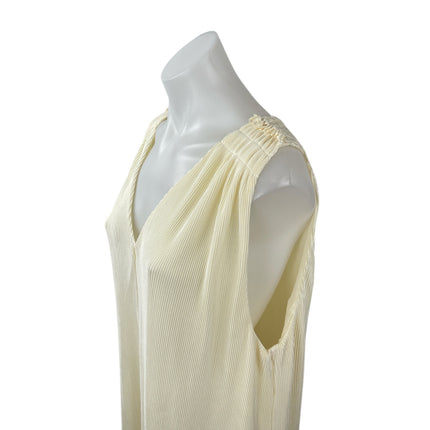 NEW Darling Women's Cream Ribbed V Neck Sleeveless Maxi Straight Slip Dress Sz S