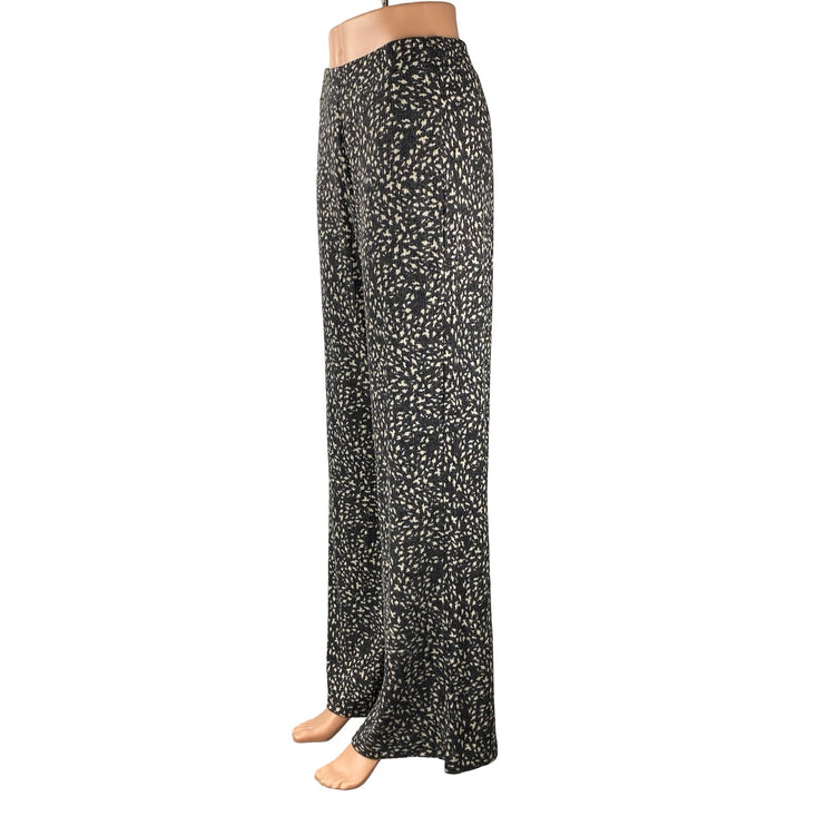 NEW Roxy Endless Daze Women's Black White Printed Wide Leg Trousers Pants Size L