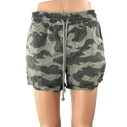 Kut From the Kloth Gray Camo Camouflage Drawstring Athletic Activewear Shorts XS