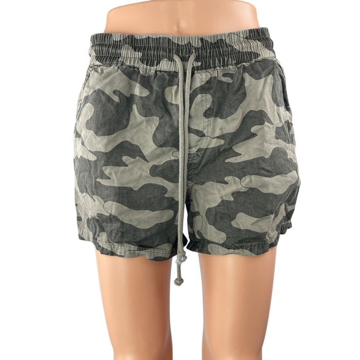Kut From the Kloth Gray Camo Camouflage Drawstring Athletic Activewear Shorts XS
