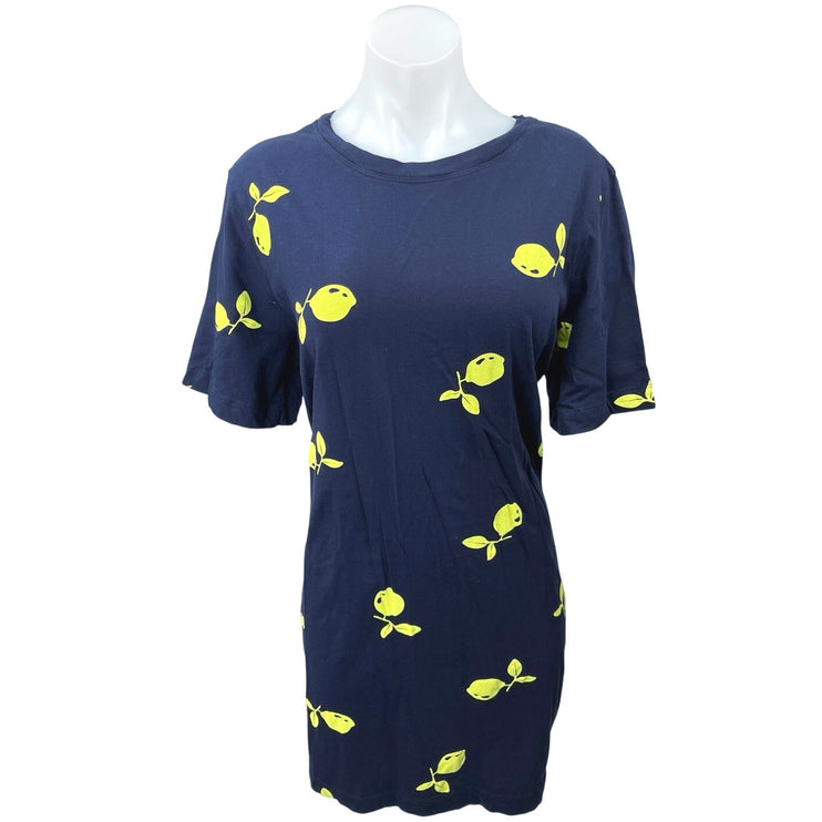 C&A Women's Blue Yellow Crew Neck Short Sleeve Pullover Mini T Shirt Dress Sz XL