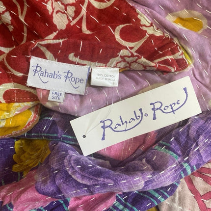 Rahab's Rope Reversible Kantha Stitch Midi Kaftan Duster Coat Jacket Free Size