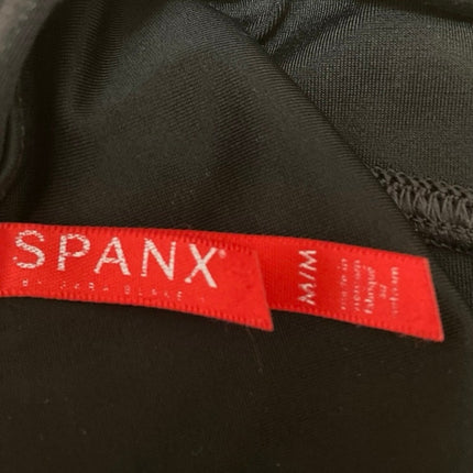 Spanx Black Faux Leather Mid Rise Skinny Fitness Workout Gym Leggings Pants Sz M