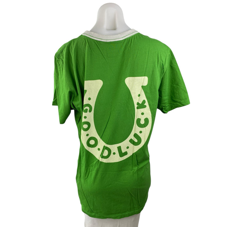 Big Bud Women's Green Goodluck Horseshoe Short Sleeve T Shirt Tee Top Size L