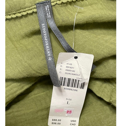 NEW by Anthropologie Kallie Sage Green Long Sleeves Tiered Flowy Tunic Dress L
