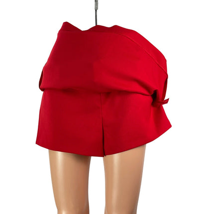 EXPRESS Women's Red High Waisted Rectangular Buckle Belted Mini Skort Skirts 4