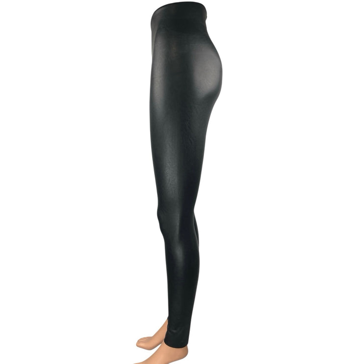 Commando Women's Black Faux Leather Vegan High Waisted Leggings Pants Size S