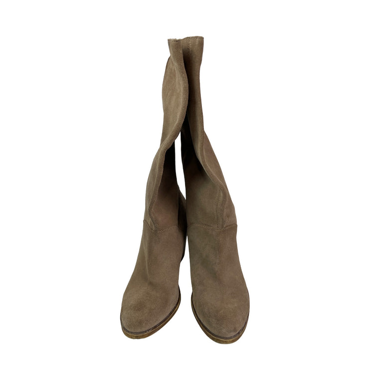 Lucky Brand Eadon Women's Suede Round Toe Block Heel Knee High Slouch Boots 8